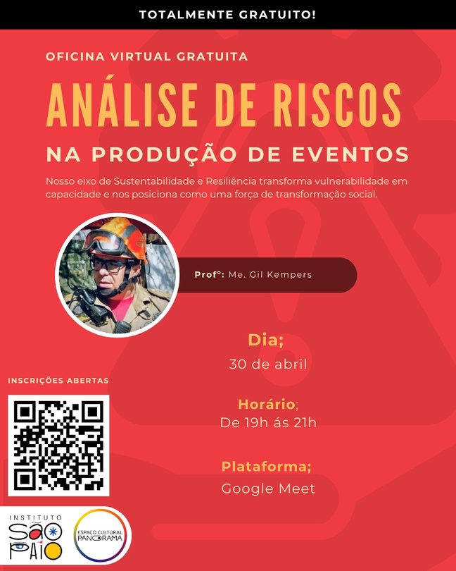 Cartaz da oficina virtual Análise de Riscos na Produção de Eventos