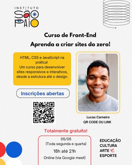 Cartaz do Curso de Front-End do Instituto São Paio